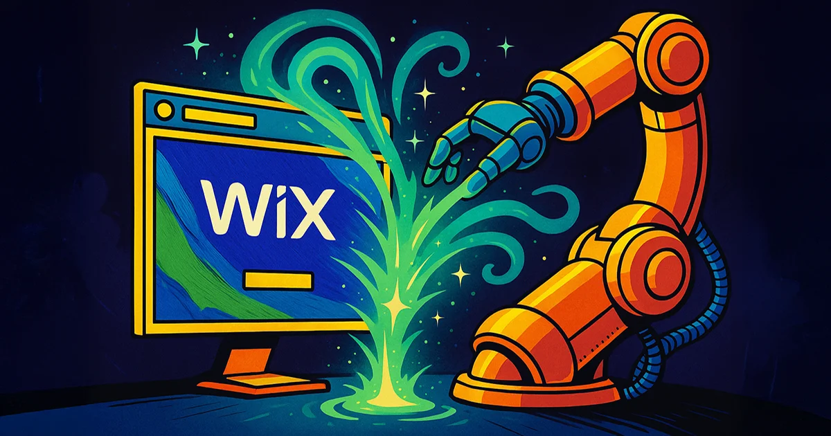 Ein Roboterarm erstellt eine Wix Webseite